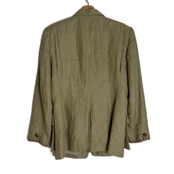 Vtg Lauren Ralph Lauren linen houndstooth Glen Plaid Blazer size 10 equestrian - Picture 11 of 13